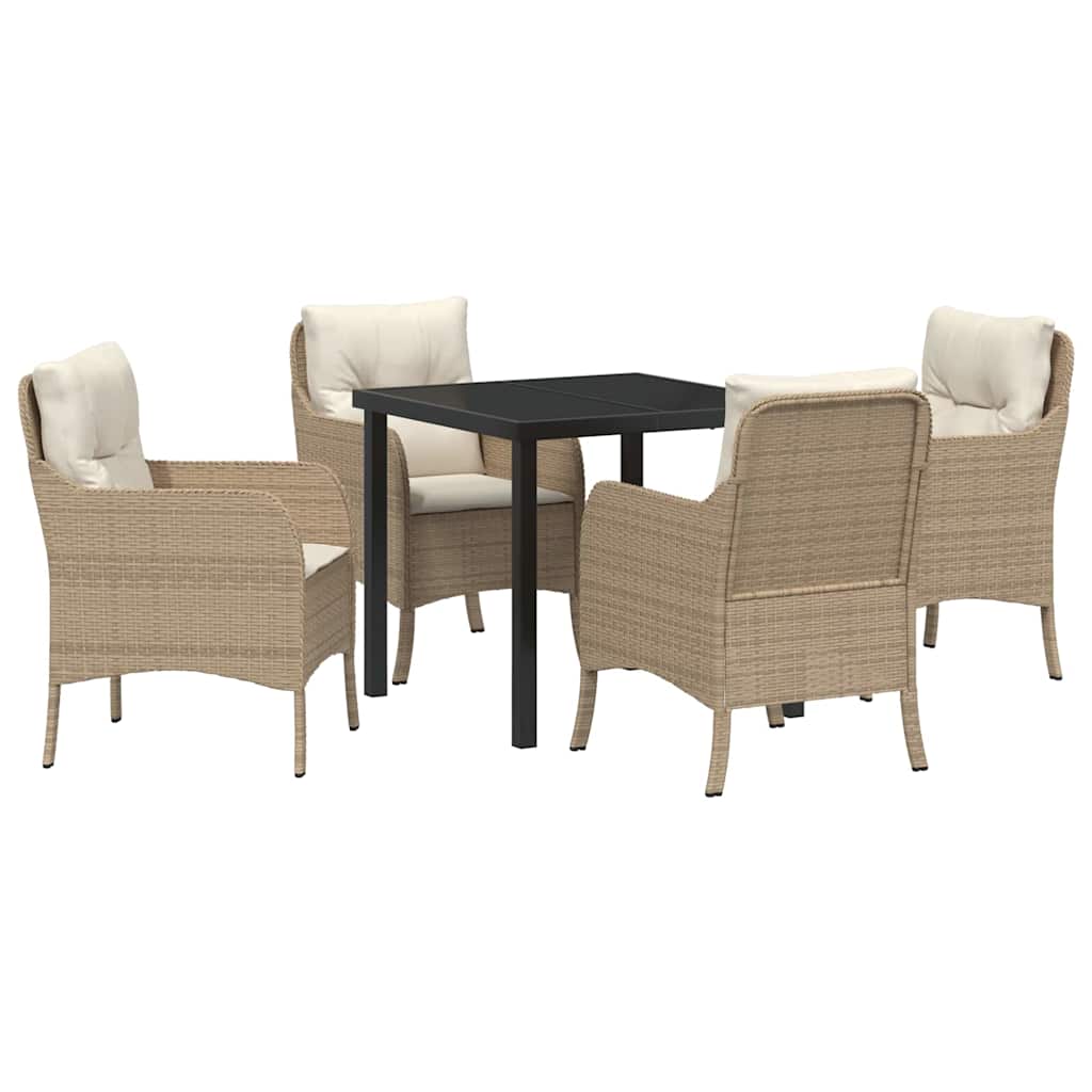 Have Spisebordssæt med pude 5 pcs Beige Poly rattan