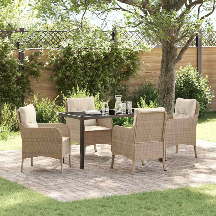Have Spisebordssæt med pude 5 pcs Beige Poly rattan