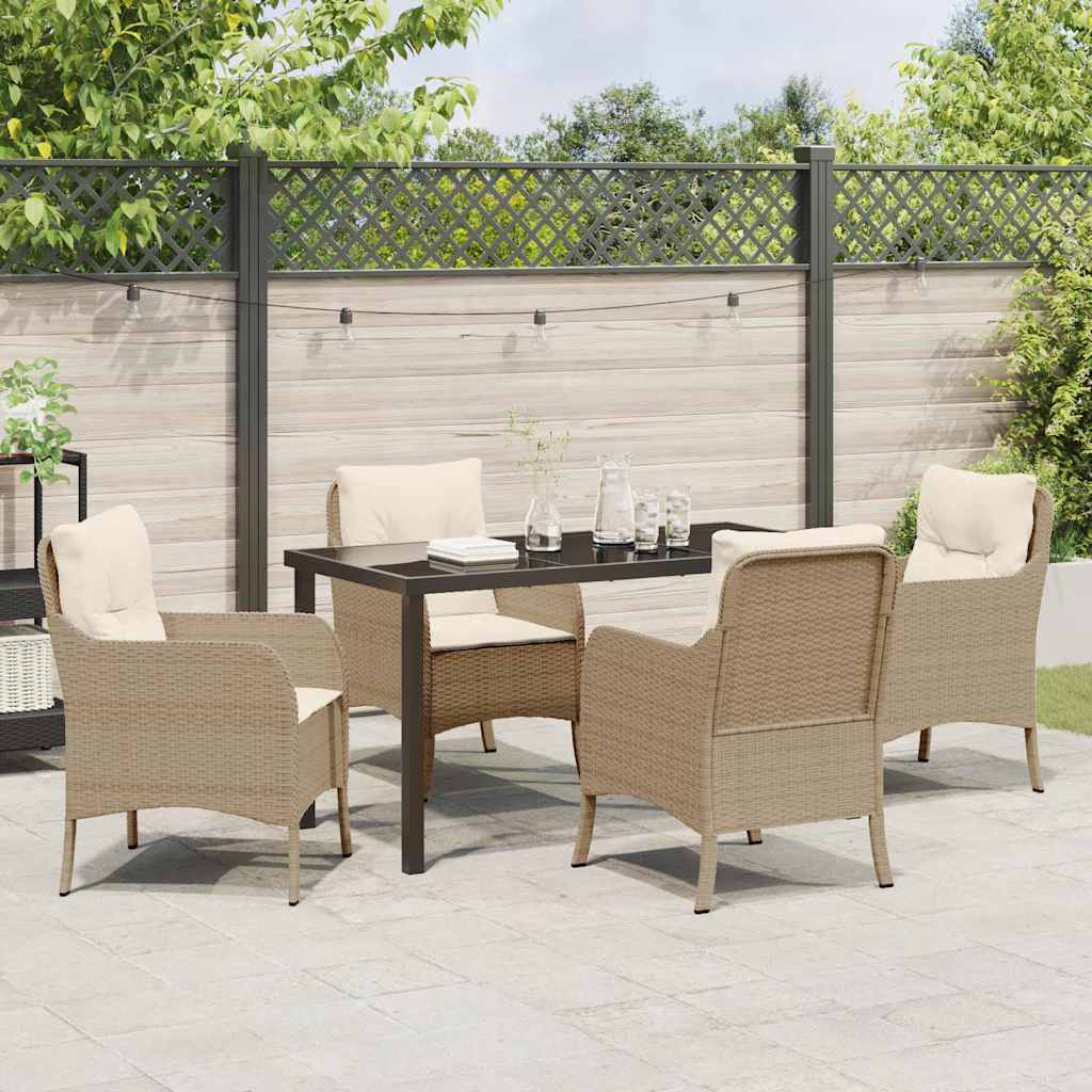 Have Spisebordssæt med pude 5 pcs Beige Poly rattan