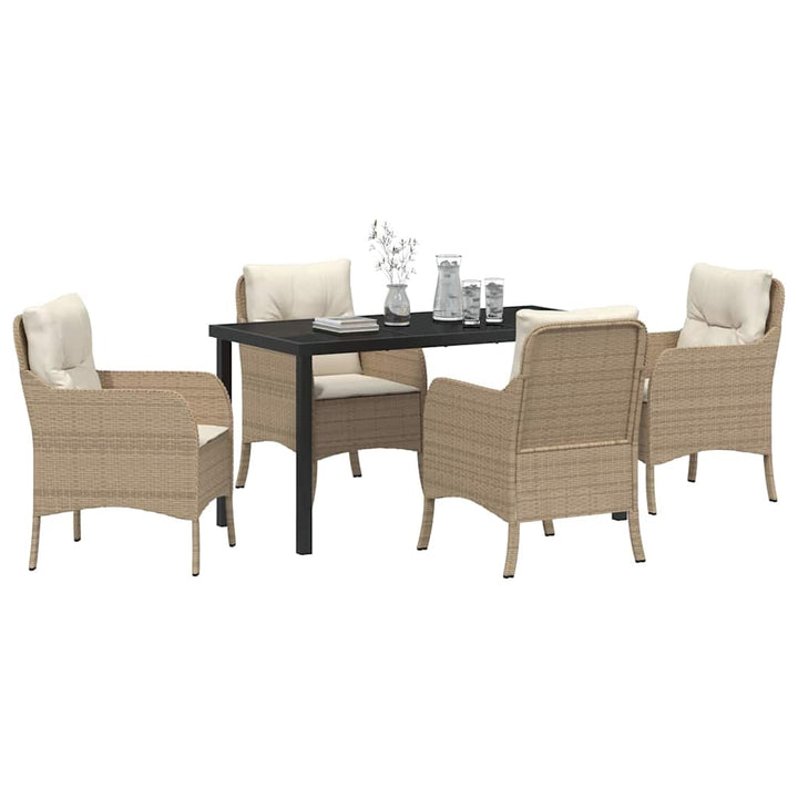 Have Spisebordssæt med pude 5 pcs Beige Poly rattan