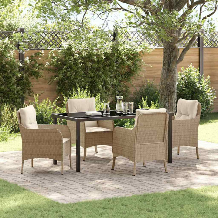 Have Spisebordssæt med pude 5 pcs Beige Poly rattan