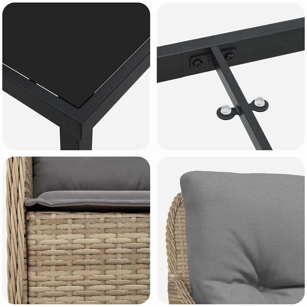 Have Spisebordssæt med pude 3 pcs Beige Poly rattan