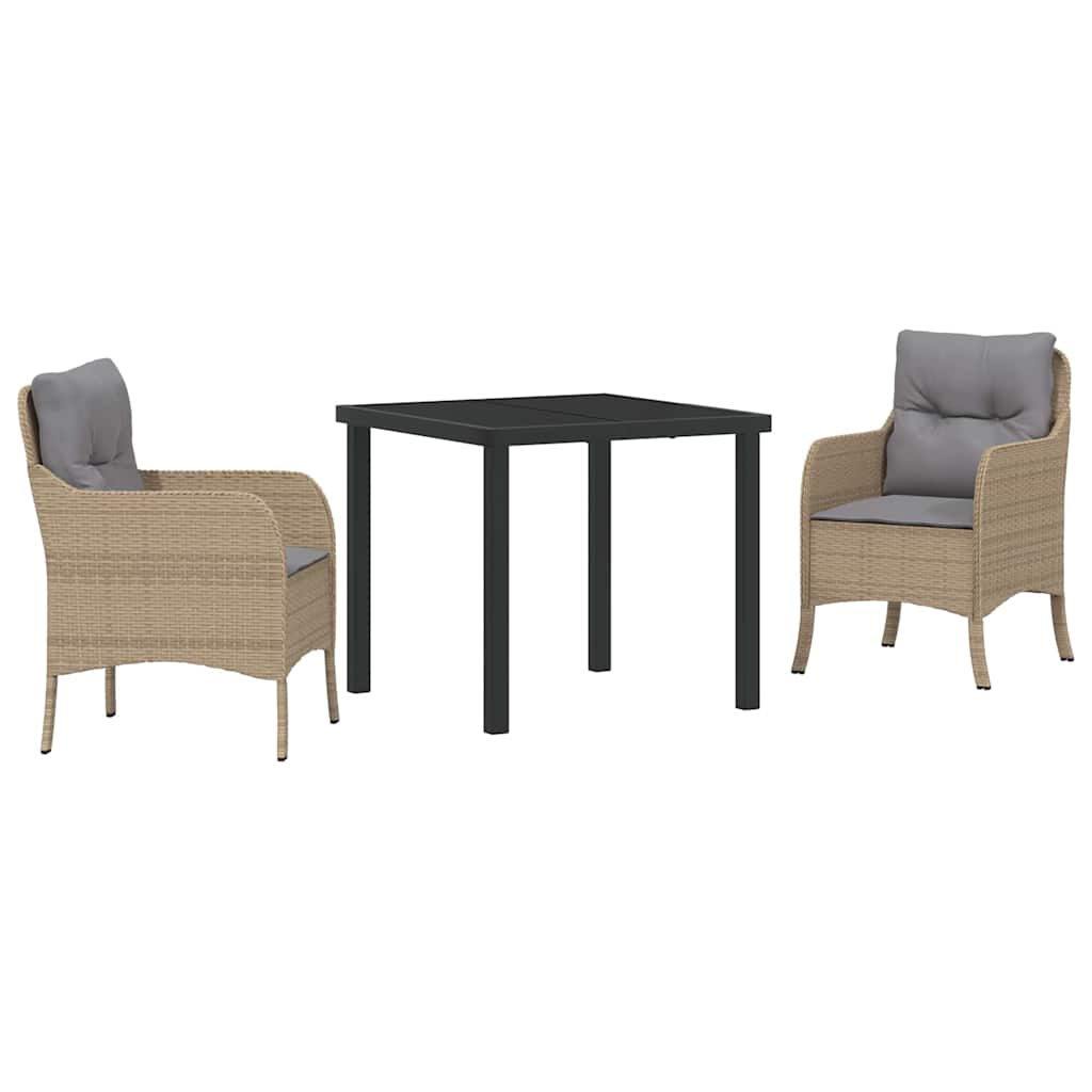 Have Spisebordssæt med pude 3 pcs Beige Poly rattan