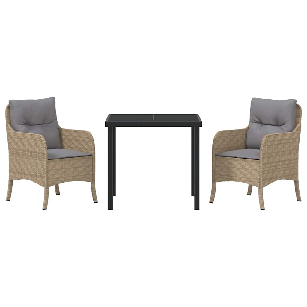 Have Spisebordssæt med pude 3 pcs Beige Poly rattan