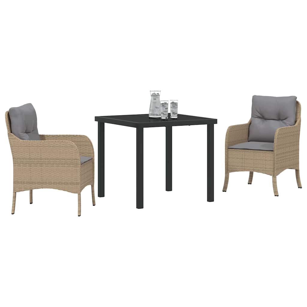 Have Spisebordssæt med pude 3 pcs Beige Poly rattan