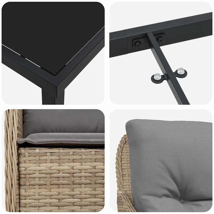 Have Spisebordssæt med pude 5 pcs Beige Poly rattan