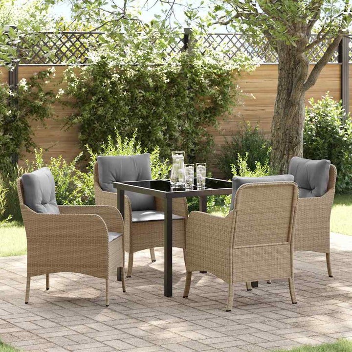 Have Spisebordssæt med pude 5 pcs Beige Poly rattan