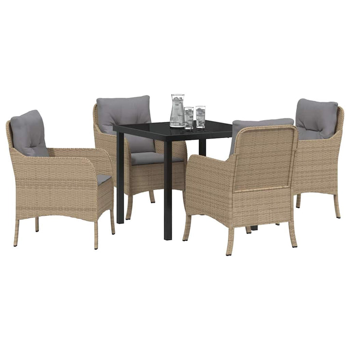 Have Spisebordssæt med pude 5 pcs Beige Poly rattan