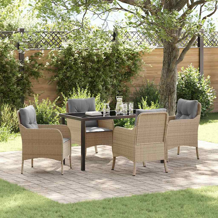 Have Spisebordssæt med pude 5 pcs Beige Poly rattan