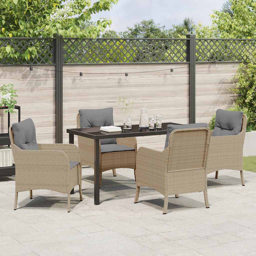 Have Spisebordssæt med pude 5 pcs Beige Poly rattan