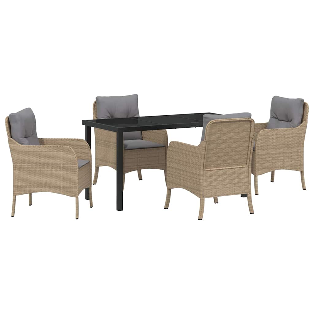 Have Spisebordssæt med pude 5 pcs Beige Poly rattan