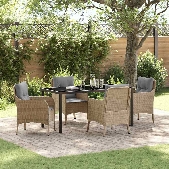 Have Spisebordssæt med pude 5 pcs Beige Poly rattan