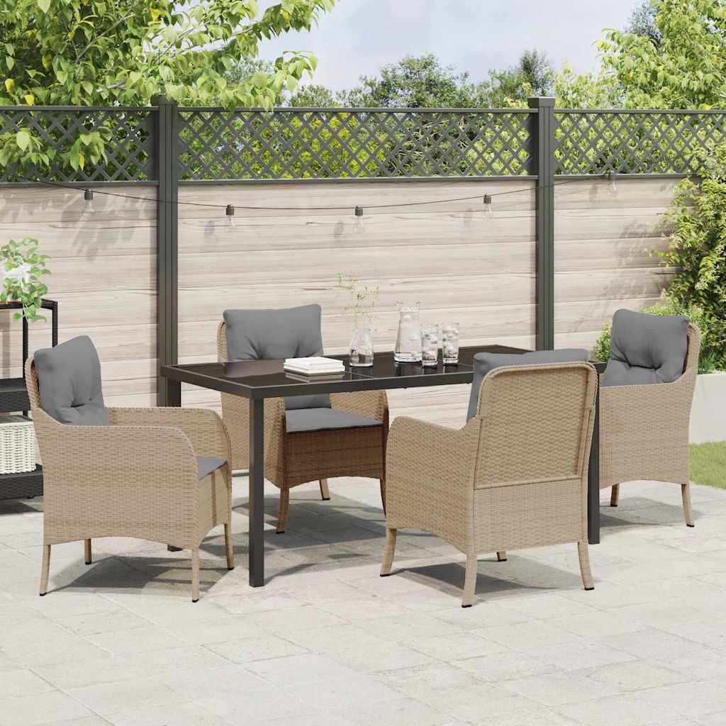 Have Spisebordssæt med pude 5 pcs Beige Poly rattan