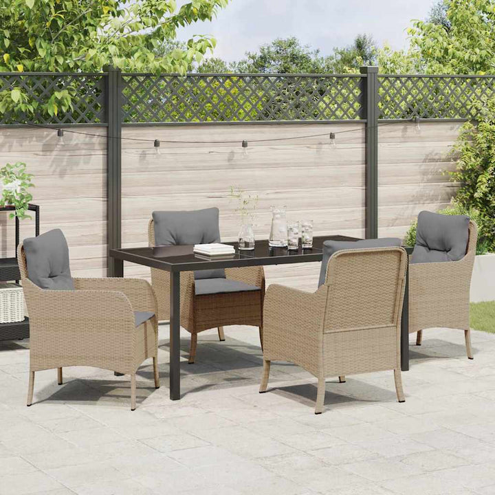 Have Spisebordssæt med pude 5 pcs Beige Poly rattan