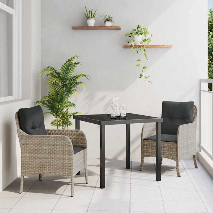 Have Spisebordssæt med pude 3 pcs Lysegrå Poly rattan