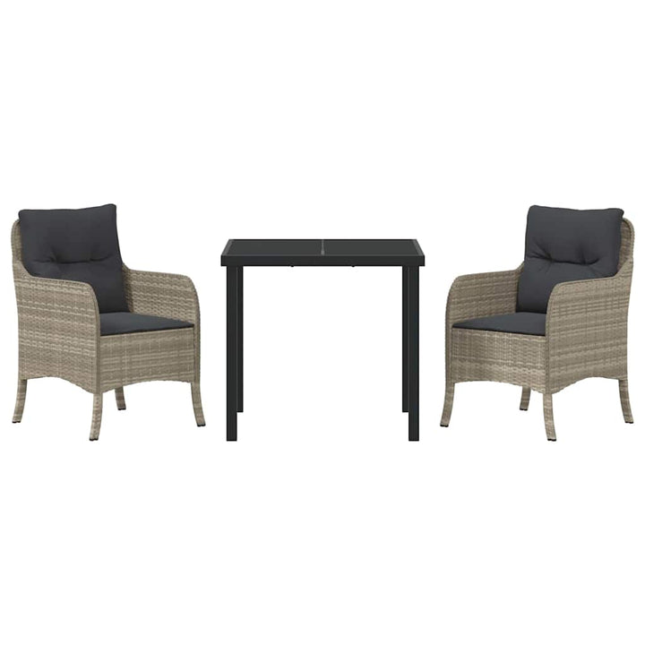 Have Spisebordssæt med pude 3 pcs Lysegrå Poly rattan