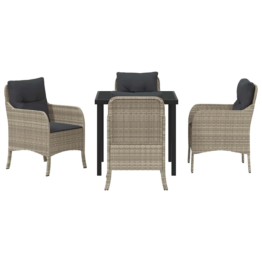 Have Spisebordssæt med pude 5 pcs Lysegrå Poly rattan