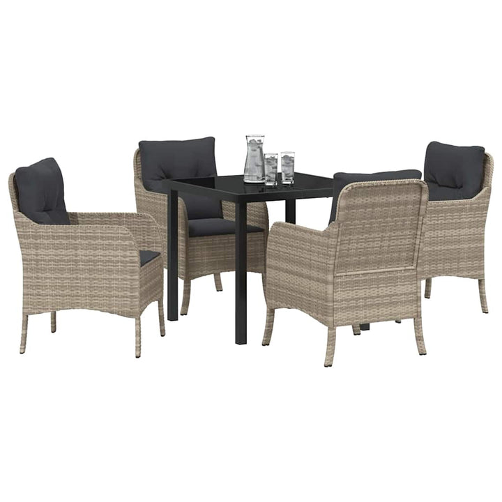 Have Spisebordssæt med pude 5 pcs Lysegrå Poly rattan