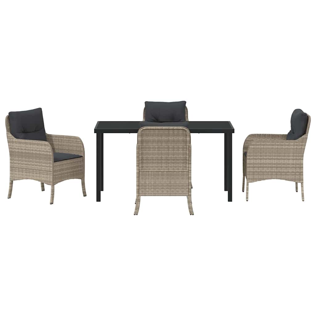 Have Spisebordssæt med pude 5 pcs Lysegrå Poly rattan