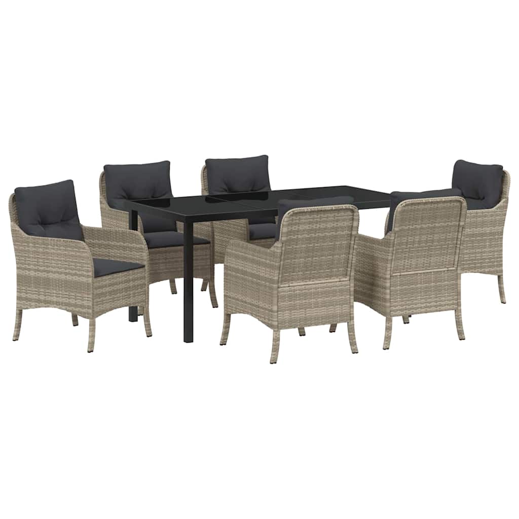 Have Spisebordssæt med pude 7 pcs Lysegrå Poly rattan