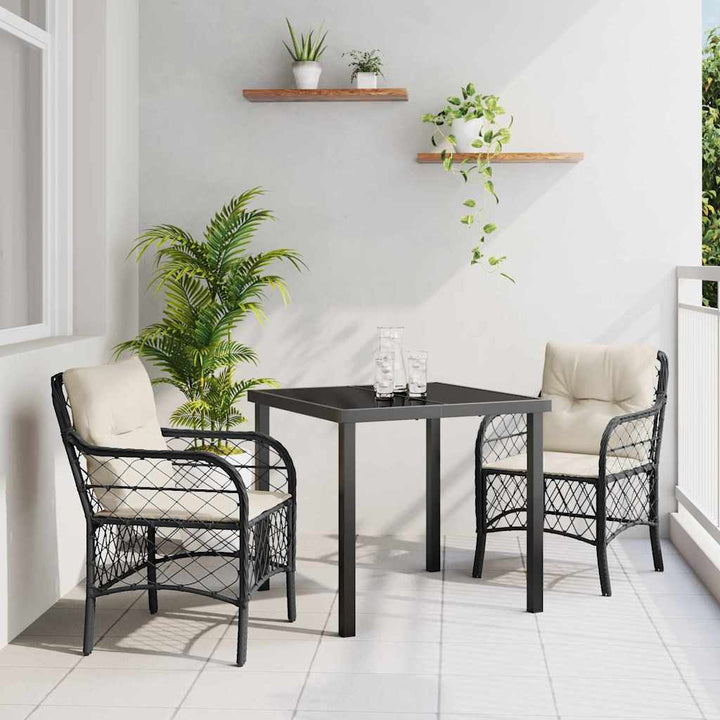 Have Spisebordssæt med pude 3 pcs Sort Poly rattan