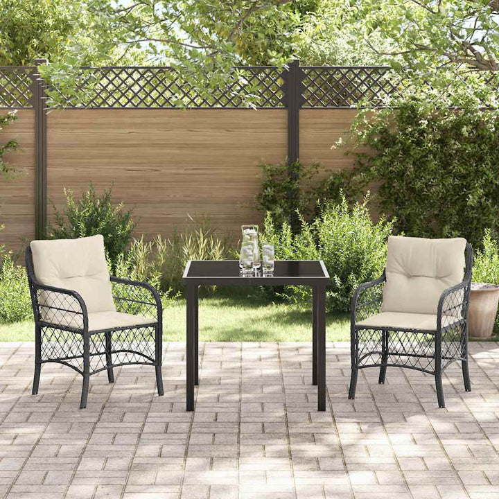 Have Spisebordssæt med pude 3 pcs Sort Poly rattan