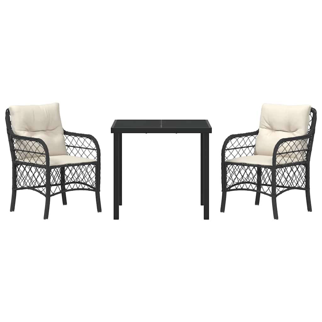 Have Spisebordssæt med pude 3 pcs Sort Poly rattan