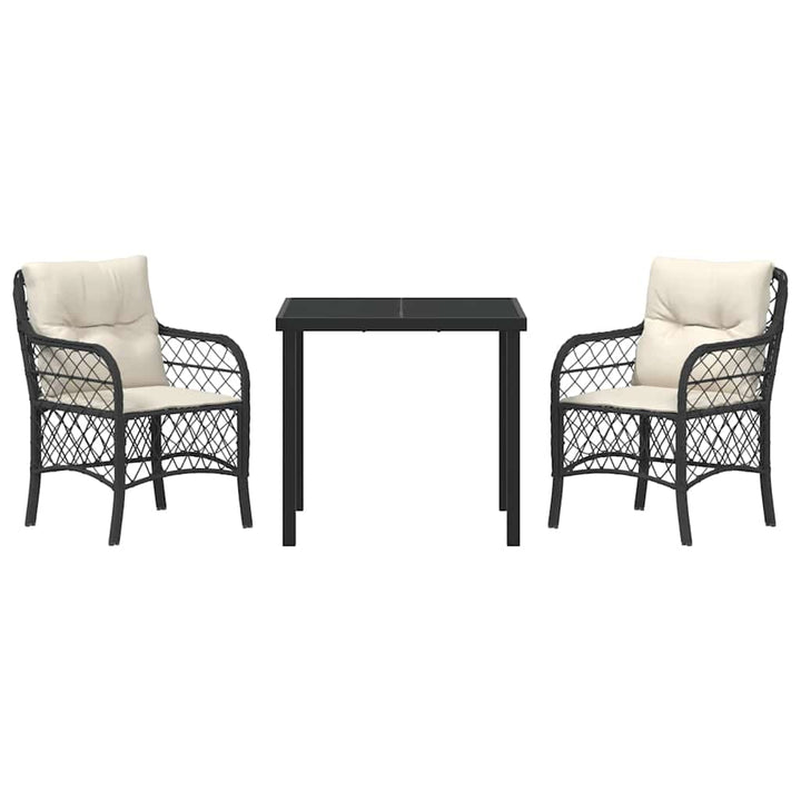 Have Spisebordssæt med pude 3 pcs Sort Poly rattan