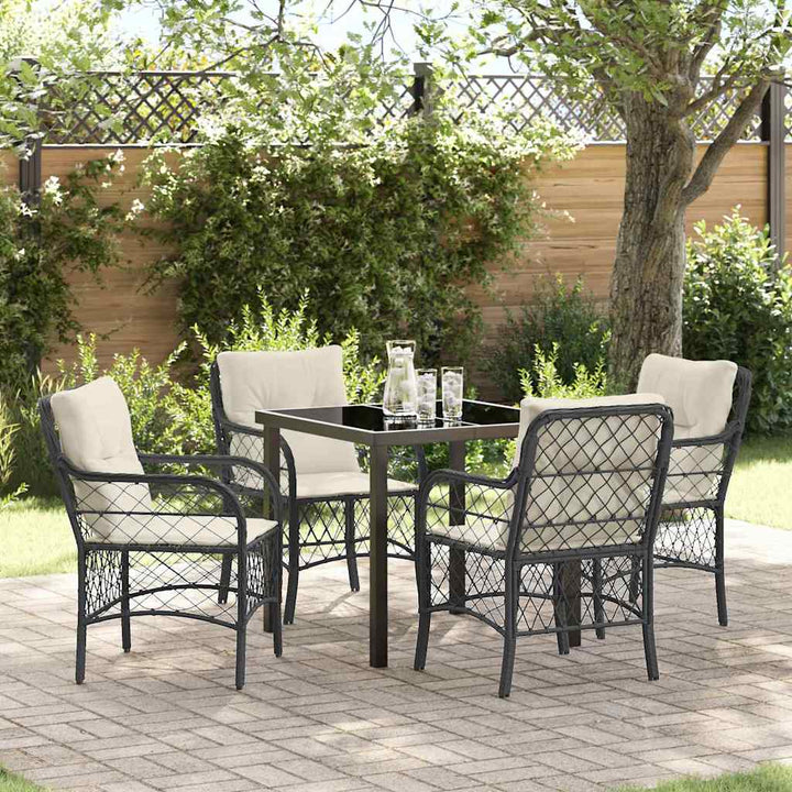 Have Spisebordssæt med pude 5 pcs Sort Poly rattan