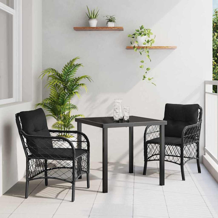 Have Spisebordssæt med pude 3 pcs Sort Poly rattan