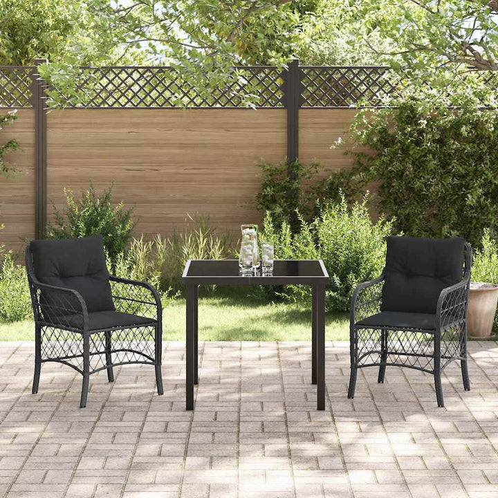 Have Spisebordssæt med pude 3 pcs Sort Poly rattan