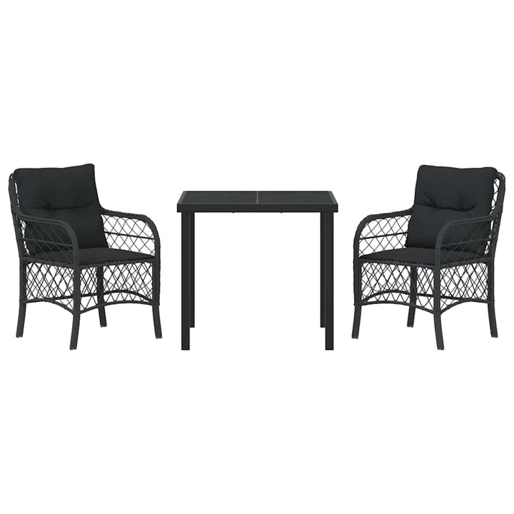 Have Spisebordssæt med pude 3 pcs Sort Poly rattan