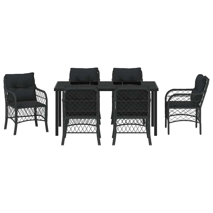 Have Spisebordssæt med pude 7 pcs Sort Poly rattan