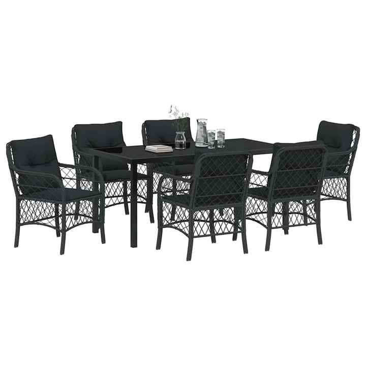 Have Spisebordssæt med pude 7 pcs Sort Poly rattan