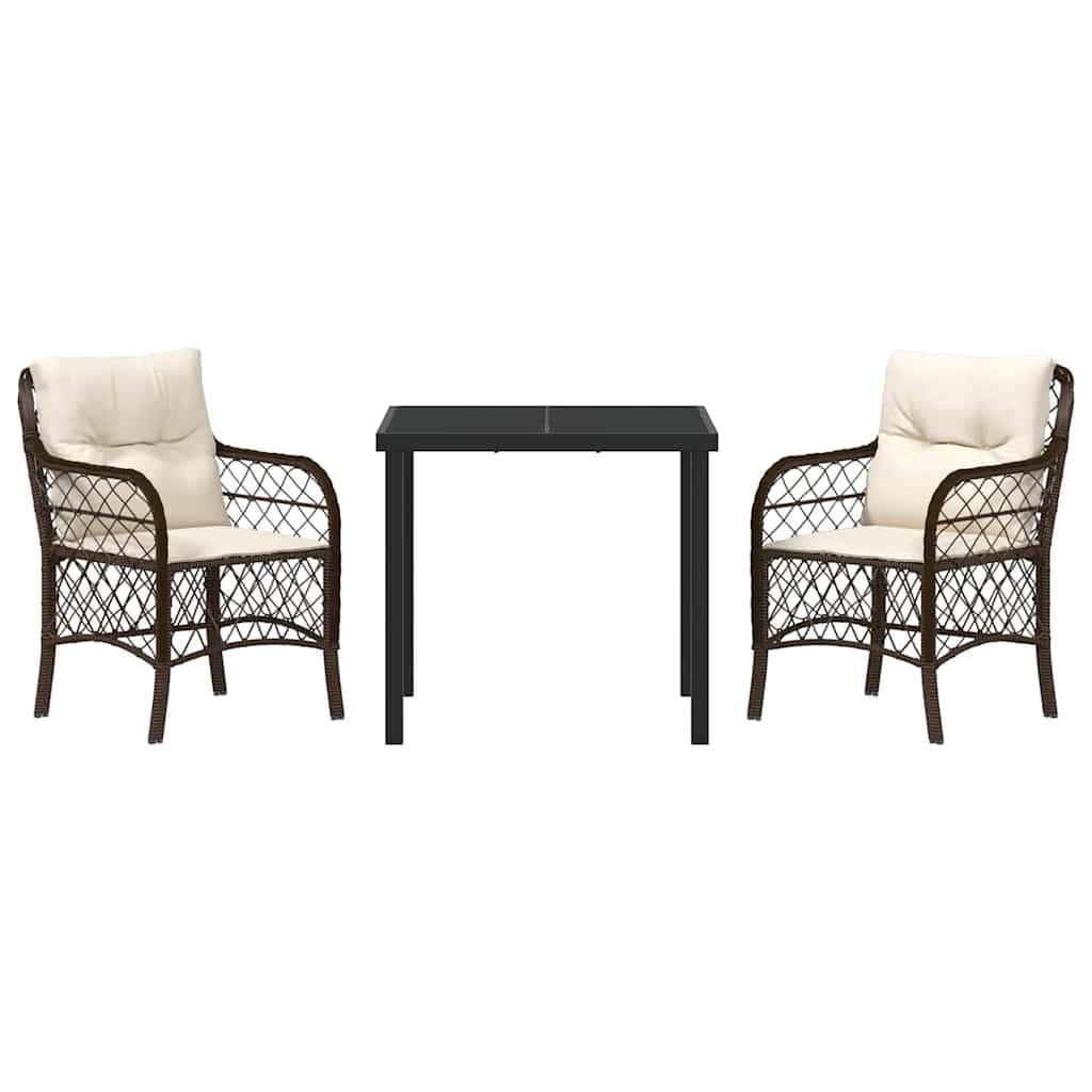 Have Spisebordssæt med pude 3 pcs Brun Poly rattan