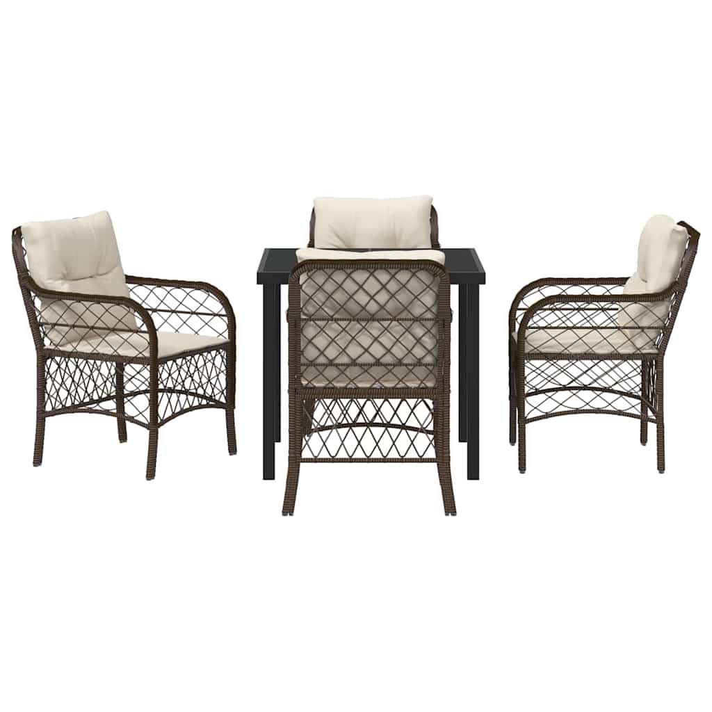 Have Spisebordssæt med pude 5 pcs Brun Poly rattan