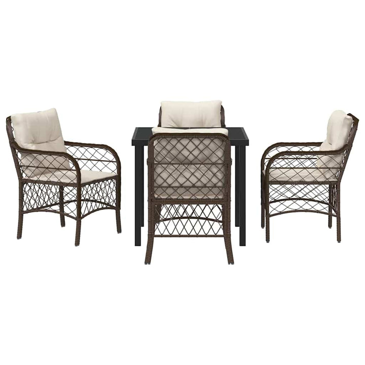 Have Spisebordssæt med pude 5 pcs Brun Poly rattan