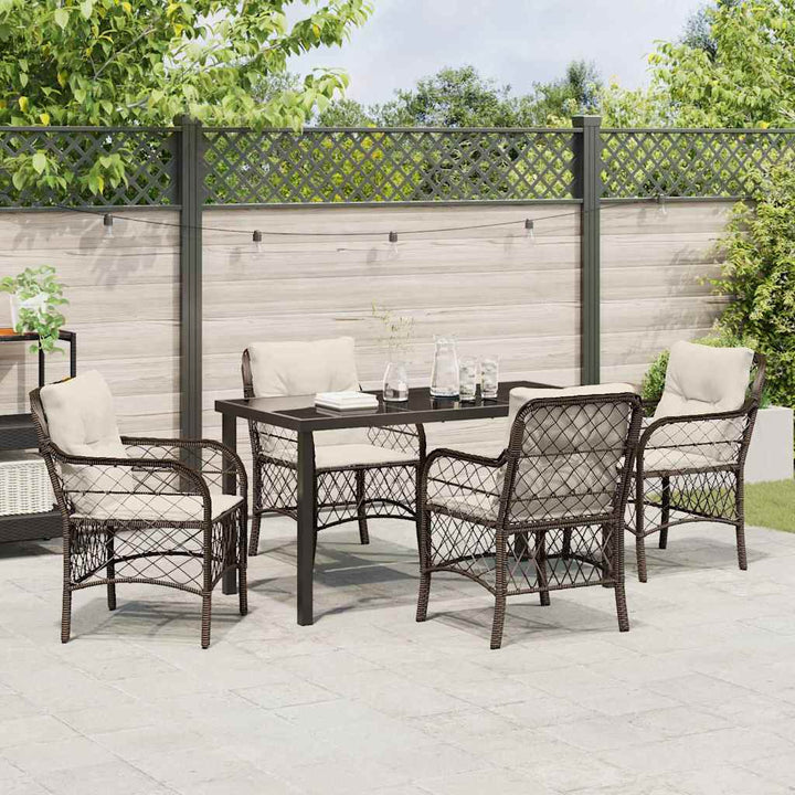 Have Spisebordssæt med pude 5 pcs Brun Poly rattan