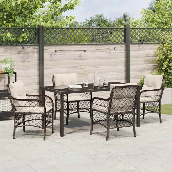 Have Spisebordssæt med pude 5 pcs Brun Poly rattan