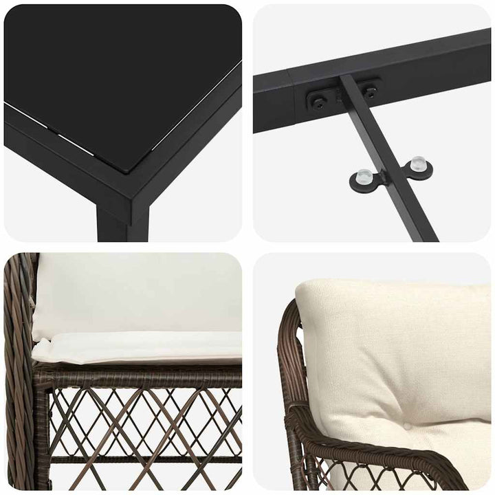 Have Spisebordssæt med pude 7 pcs Brun Poly rattan