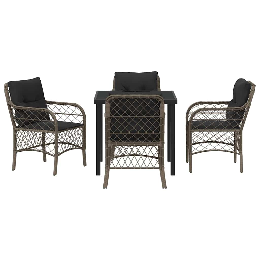 Have Spisebordssæt med pude 5 pcs Grå Poly rattan