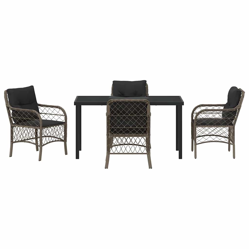 Have Spisebordssæt med pude 5 pcs Grå Poly rattan