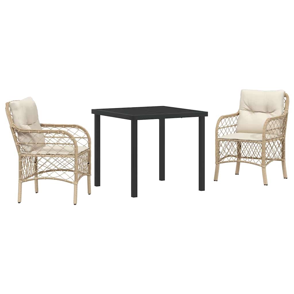 Have Spisebordssæt med pude 3 pcs Beige Poly rattan