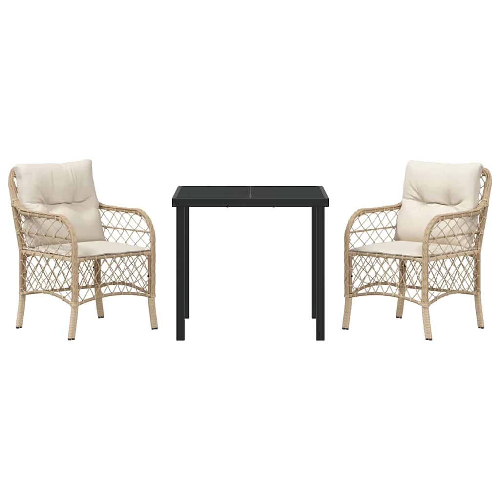 Have Spisebordssæt med pude 3 pcs Beige Poly rattan