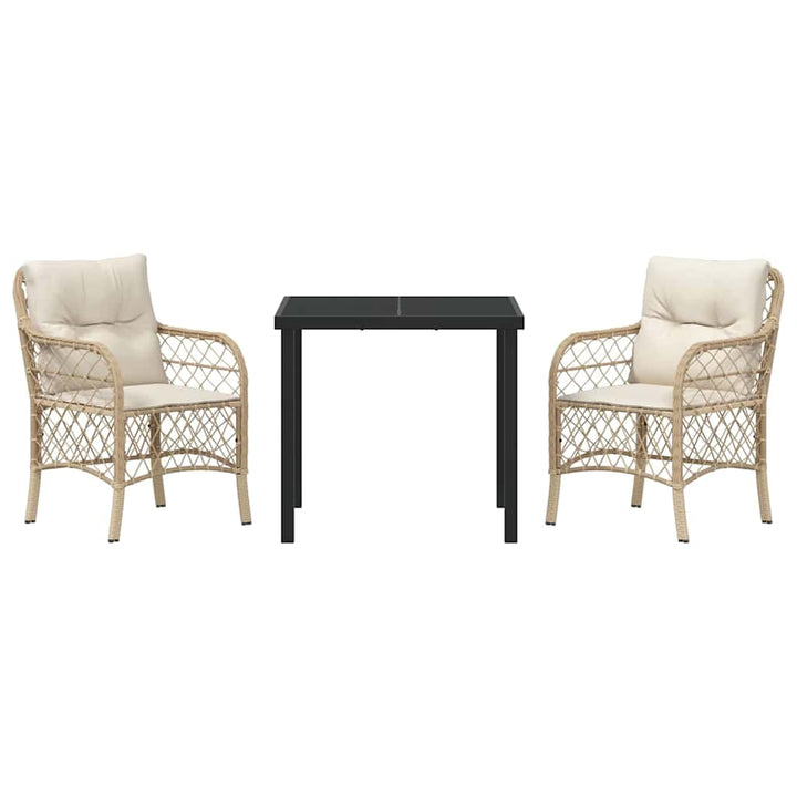 Have Spisebordssæt med pude 3 pcs Beige Poly rattan