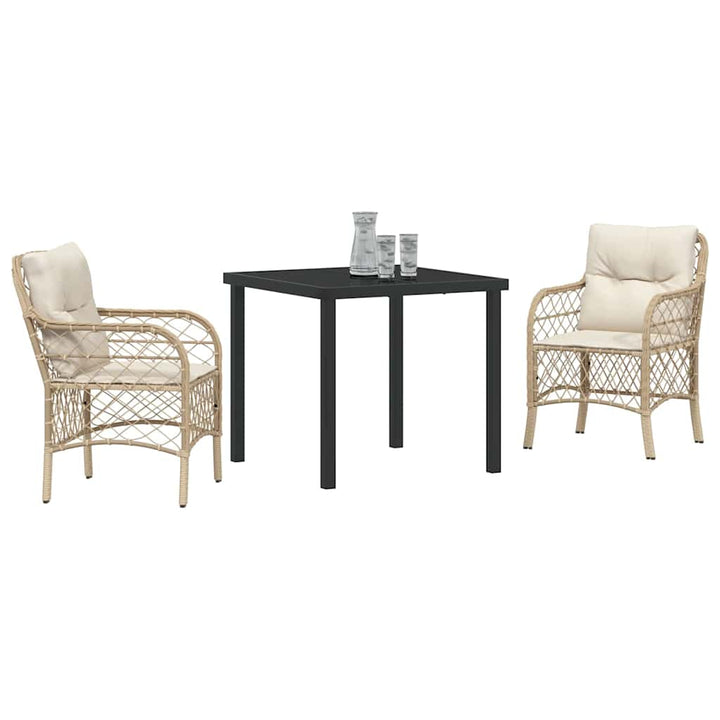 Have Spisebordssæt med pude 3 pcs Beige Poly rattan