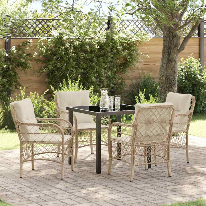 Have Spisebordssæt med pude 5 pcs Beige Poly rattan