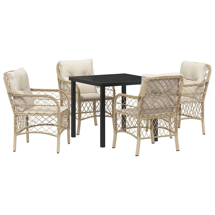 Have Spisebordssæt med pude 5 pcs Beige Poly rattan