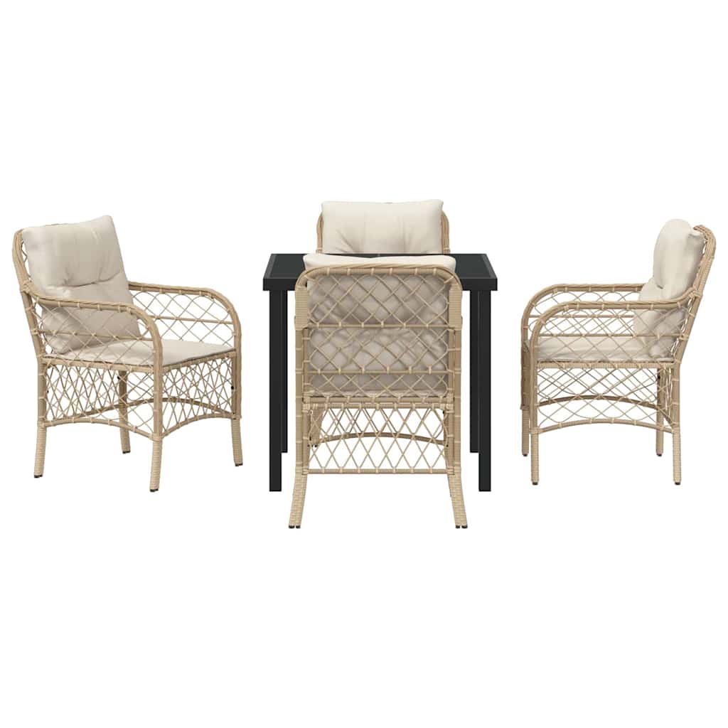 Have Spisebordssæt med pude 5 pcs Beige Poly rattan