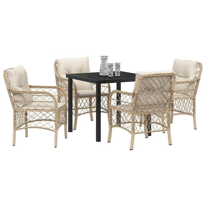 Have Spisebordssæt med pude 5 pcs Beige Poly rattan